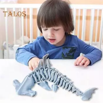 3D-печатная акула, шарнирная акула-молот, подвижная игрушка для снятия стресса в виде акулы для офиса или школьного стола фиолетовый