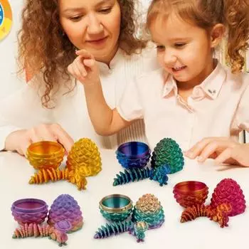 3D-печатная белка, шарнирная белка в яйце из сосновой шишки, игрушка-антистресс в виде белки с гибким хвостом для декора стола, пасхальные корзинки, наполнители