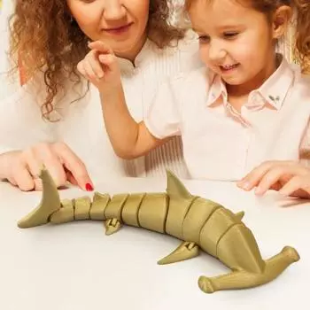 3D-печатная фигурка акулы-молота, подвижные суставы, фигурка акулы, шарнирная модель морского животного, игрушка-фиджет, украшение для домашнего офиса, рабочего стола, орнамент