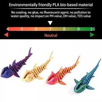 3D-печатная фигурка акулы с гибкими суставами для домашнего офиса, декор стола, украшение для стола в виде морского животного, идеальная подарочная игрушка синий