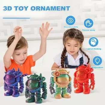 3D-печатная фигурка астронавта-меха, красочная мультяшная статуэтка космонавта, скульптура, игрушка-фиджет, украшение для домашнего офиса и рабочего стола