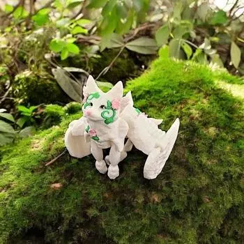 3D-печатная фигурка белой лисы с подвижными суставами, фигурка крылатой лисы, шарнирная модель животного