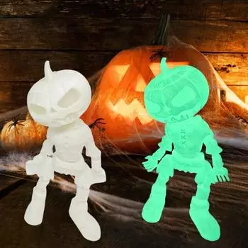 3D-печатная фигурка человека-тыквы с подвижными суставами, жуткая светящаяся фигурка тыквы на Хэллоуин фиолетовый