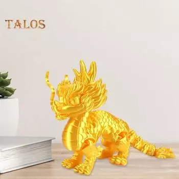 3D-печатная фигурка дракона, игрушка для снятия стресса, реалистичная миниатюрная китайская статуэтка дракона, реквизит для фотосъемки, украшение для рабочего стола золотистый