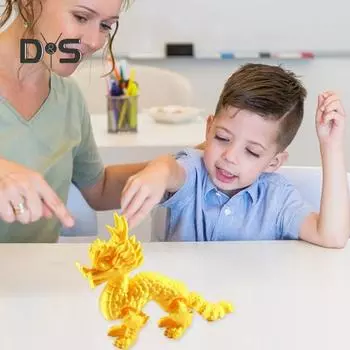 3D-печатная фигурка дракона, игрушка для снятия стресса, реалистичная миниатюрная китайская статуэтка дракона, реквизит для фотосъемки, украшение для рабочего стола золотистый