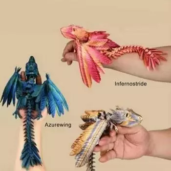 3D-печатная фигурка дракона из перьев, подвижные суставы, летающая фигурка дракона, шарнирная модель крылатого дракона, игрушка, украшение для домашнего офиса, рабочего стола, орнамент 35cm