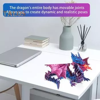 3D-печатная фигурка дракона, многосоставная подвижная китайская модель Лунга, шарнирная фигурка летающего дракона, настольное украшение для детей и взрослых, подарок S синий