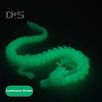 3D-печатная фигурка дракона с подвижными суставами, светящаяся в темноте китайская фигурка лунга, шарнирная модель дракона, игрушка-фиджет, настольное украшение, орнамент 22cm зелёный