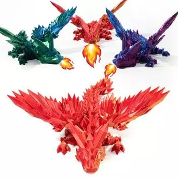 3D-печатная фигурка дракона с подвижными суставами, шарнирная летающая модель дракона, игрушка, красочное настольное украшение, украшение для детей и взрослых, подарки M зелёный