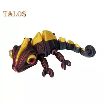 3D-печатная фигурка хамелеона, подвижные глаза, мини-фигурка ящерицы, шарнирная модель животного, игрушка, украшение для дома, офиса, книжной полки, рабочего стола красный черный