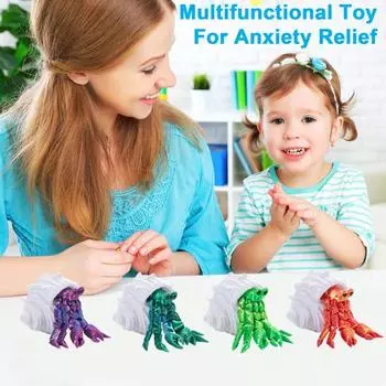 3D-печатная фигурка краба-отшельника, подвижные суставы, фигурка краба, шарнирное животное S фиолетовый