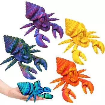 3D-печатная фигурка краба-отшельника с подвижными суставами, модель краба, шарнирное животное 9cm зелёный