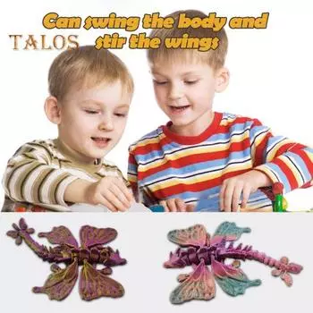 3D-печатная фигурка летающего дракона, крылья бабочки, фигурка дракона, подвижные суставы, шарнирная модель дракона, игрушка-фиджет, украшение фиолетовый