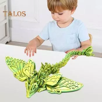 3D-печатная фигурка летающего дракона, крылья бабочки, фигурка дракона, подвижные суставы, шарнирная модель дракона, игрушка-фиджет, украшение