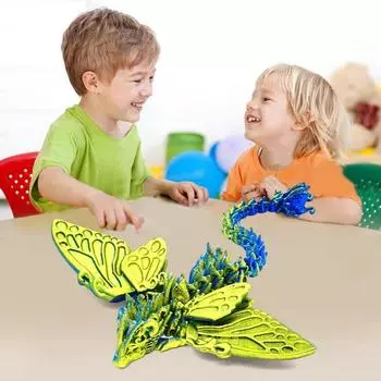 3D-печатная фигурка летающего дракона, крылья бабочки, фигурка дракона, подвижные суставы, шарнирная модель дракона, игрушка-фиджет, украшение