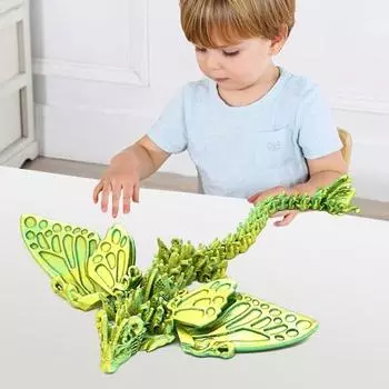 3D-печатная фигурка летающего дракона, крылья бабочки, фигурка дракона, подвижные суставы, шарнирная модель дракона, непоседа