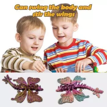 3D-печатная фигурка летающего дракона, крылья бабочки, фигурка дракона, подвижные суставы, шарнирная модель дракона, непоседа синий