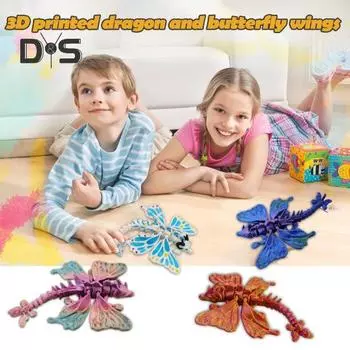3D-печатная фигурка летающего дракона, крылья бабочки, фигурка дракона, подвижные суставы, шарнирная модель дракона, игрушка-фиджет, украшение разноцветный