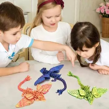 3D-печатная фигурка летающего дракона, крылья бабочки, фигурка дракона, подвижные суставы, шарнирная модель дракона, игрушка-фиджет, украшение