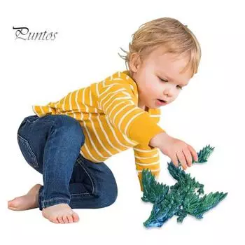 3D-печатная фигурка летающего дракона с подвижными суставами, китайская фигурка дракона, шарнирная модель крылатого дракона, игрушка-фиджет, настольное украшение, орнамент A синий/красный