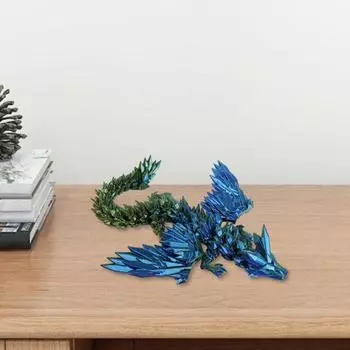 3D-печатная фигурка летающего дракона с подвижными суставами, китайская фигурка дракона, шарнирная модель крылатого дракона, игрушка-фиджет, настольное украшение, орнамент 20cm серебряный