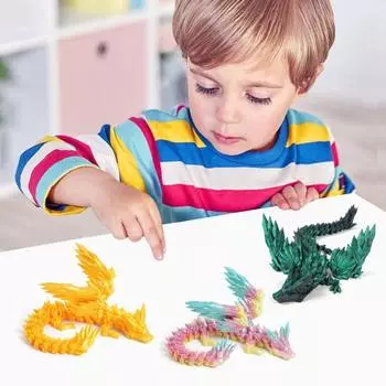 3D-печатная фигурка летающего дракона с подвижными суставами, красочная фигурка дракона, шарнирная модель крылатого дракона, игрушка-фиджет, настольное украшение, орнамент
