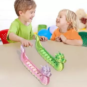 3D-печатная фигурка лодки-дракона с подвижными суставами, фигурка лодки-луны, шарнирная лодка зелёный
