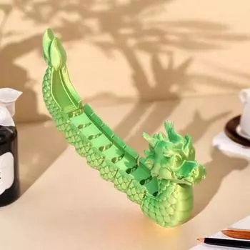 3D-печатная фигурка лодки-дракона с подвижными суставами, фигурка лодки Loong, шарнирная модель лодки, игрушка-фиджет, украшение для фестиваля лодок-драконов зелёный