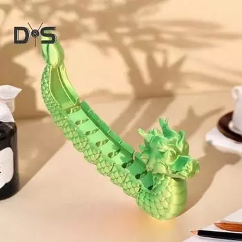 3D-печатная фигурка лодки-дракона с подвижными суставами, фигурка лодки Loong, шарнирная модель лодки, игрушка-фиджет, украшение для фестиваля лодок-драконов зелёный