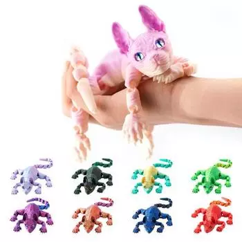 3D-печатная фигурка лысой кошки с подвижными суставами, фигурка кошки-сфинкса, шарнирная модель животного, игрушка для домашнего офиса, книжной полки, украшения для рабочего стола, орнамент I