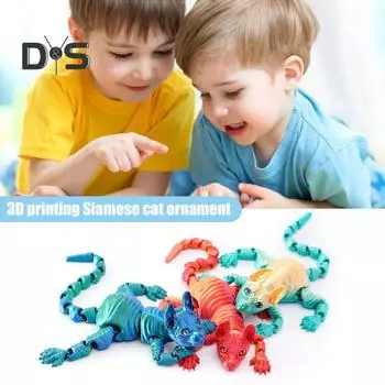 3D-печатная фигурка лысой кошки с подвижными суставами, фигурка кошки-сфинкса, шарнирная модель животного, игрушка для домашнего офиса, книжной полки, украшения для рабочего стола, орнамент C