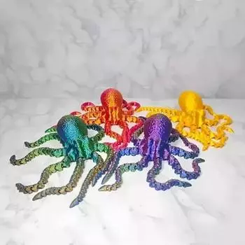 3D-печатная фигурка осьминога с гибкими суставами для домашнего офиса, декор рабочего стола, аквариум с морскими животными, украшения в виде осьминога 19CM
