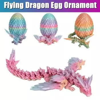 3D печатная фигурка яйца дракона, красочные подвижные соединения, шарнирная модель летающего дракона, игрушка, украшение для рабочего стола, подарки для детей и взрослых B