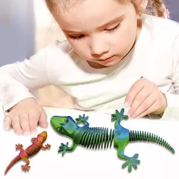 3D-печатная фигурка ящерицы, подвижные суставы, фигурка геккона, шарнирная модель животного, игрушка для домашнего офиса, книжная полка разноцветный