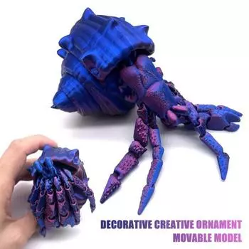 3D печатная фигурка рака-отшельника, многосуставчатая подвижная модель краба, шарнирная фигурка животного, украшение для рабочего стола, подарок для детей и взрослых красный