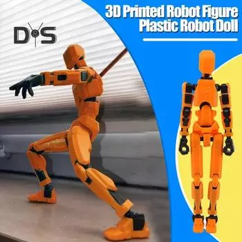 3D печатная фигурка робота, многосуставная модель робота, подвижные суставы, фигурка, украшение для рабочего стола, украшение для детей и взрослых, подарок оранжевый