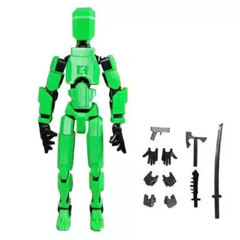 3D-печатная фигурка робота с аксессуарами, многосуставная модель робота, фигурка с подвижным суставом, украшение для рабочего стола чёрный