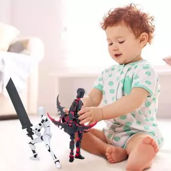 3D-печатная фигурка робота с аксессуарами, подвижные суставы, модель робота, игрушка, шарнирная фигурка, украшение для домашнего офиса, орнамент 1 Set