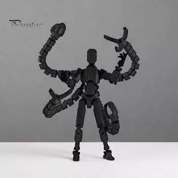 3D-печатная фигурка робота с аксессуарами, подвижные суставы, модель робота, игрушка, шарнирная фигурка, украшение для домашнего офиса, орнамент S чёрный