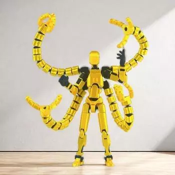 3D-печатная фигурка робота с аксессуарами, подвижные суставы, модель робота, игрушка, шарнирная фигурка, украшение для домашнего офиса, орнамент S чёрный