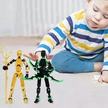 3D-печатная фигурка робота с аксессуарами, подвижные суставы, модель робота, игрушка, шарнирная фигурка, украшение для домашнего офиса, орнамент зелёный/чёрный