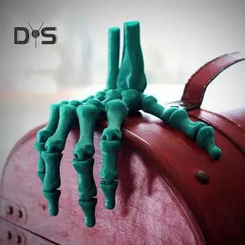 3D печатная фигурка руки скелета Хэллоуин подвижные суставы фигурка руки черепа шарнирная кость украшение руки домашний офис настольный орнамент зелёный
