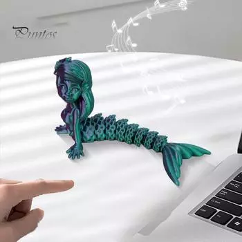 3D-печатная фигурка русалки с подвижными суставами, фигурка девушки с рыбьим хвостом, шарнирная модель морской феи, игрушка для домашнего офиса, книжной полки, украшения для рабочего стола, орнамент 12cm золотистый