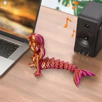 3D-печатная фигурка русалки с подвижными суставами, фигурка девушки с рыбьим хвостом, шарнирная модель морской феи, игрушка для домашнего офиса, книжной полки, украшения для рабочего стола, орнамент 12cm