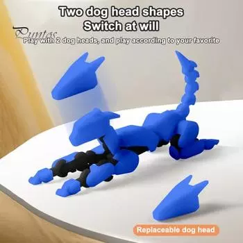 3D-печатная фигурка собаки, многосочлененная подвижная роботизированная модель собаки, шарнирная фигурка животного, настольное украшение для детей и взрослых, подарок серый