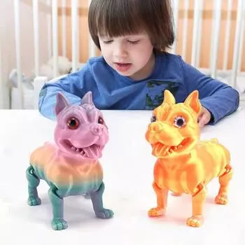 3D-печатная фигурка собаки с подвижными суставами, имитация питбуля, шарнирная модель животного, игрушка для домашнего офиса, книжной полки, украшения рабочего стола, орнамент
