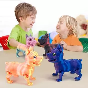 3D-печатная фигурка собаки с подвижными суставами, имитация питбуля, шарнирная модель животного, игрушка для домашнего офиса, книжной полки, украшения рабочего стола, орнамент