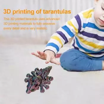 3D-печатная фигурка тарантула, подвижные суставы, фигурка паука, антистрессовая шарнирная модель животного, игрушка-фиджет, украшение для домашнего офиса, рабочего стола, орнамент