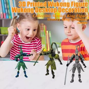 3D-печатная фигурка Укуна с подвижными суставами, модель короля обезьян, великие мудрецы, равные небесам, фигурка, шарнирный манекен, настольное украшение, орнамент розовый/золотой