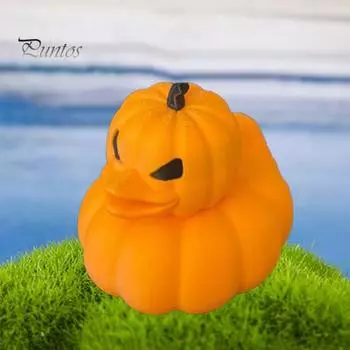 3D-печатная фигурка утки-тыквы, жуткая статуя утки на Хэллоуин, скульптура, модель животного, украшение для домашнего офиса, рабочего стола, украшение для вечеринки жёлтый